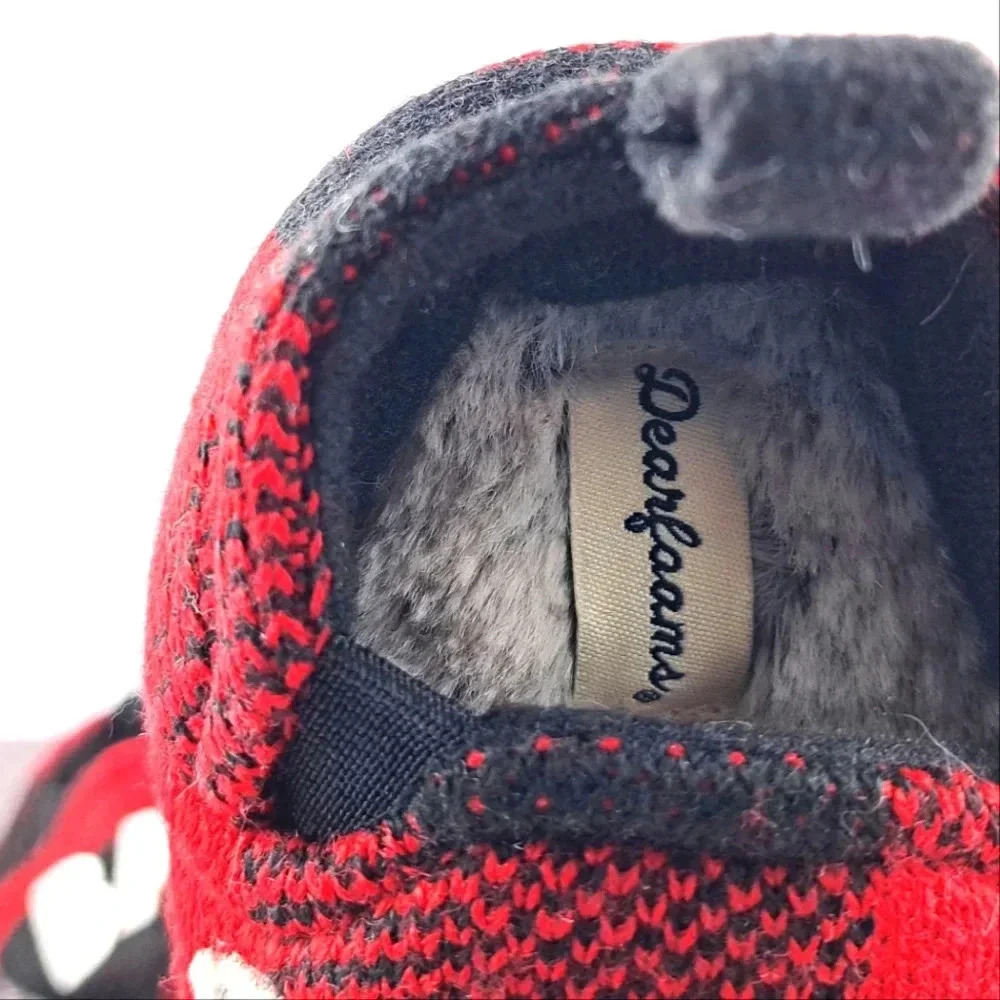 Dearfoams Baby Slippers - BABY BEAR on Buffalo Plaid Black and Red sz 3-6 month - Picture 7 of 7